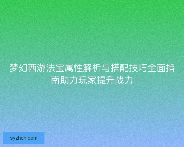梦幻西游法宝属性解析与搭配技巧全面指南助力玩家提升战力